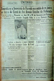 Página do jornal Unitário de fevereiro de 1949