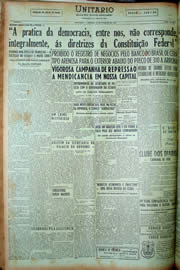 Página do jornal Unitário de fevereiro de 1949