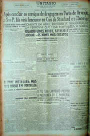 Página do jornal Unitário de fevereiro de 1949