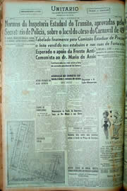 Página do jornal Unitário de fevereiro de 1949