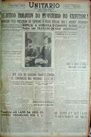 Página do jornal Unitário de março de 1949
