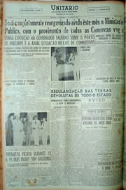 Página do jornal Unitário de março de 1949