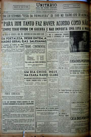 Página do jornal Unitário de agosto de 1949