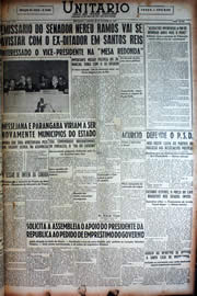 Página do jornal Unitário de outubro de 1949
