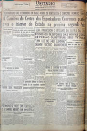 Página do jornal Unitário de janeiro de 1950