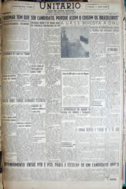 Página do jornal Unitário de janeiro de 1950