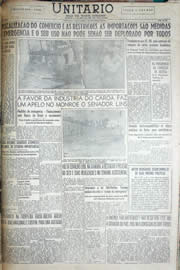 Página do jornal Unitário de fevereiro de 1950