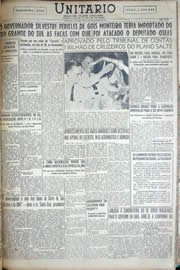 Página do jornal Unitário de fevereiro de 1950