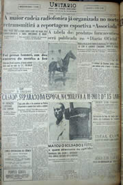 Página do jornal Unitário de fevereiro de 1950