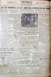Página do jornal Unitário de março de 1950