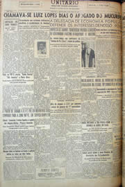 Página do jornal Unitário de março de 1950