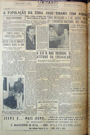 Página do jornal Unitário de março de 1950