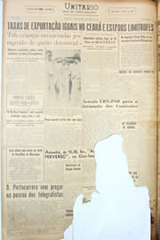 Página do jornal Unitário de maio de 1950