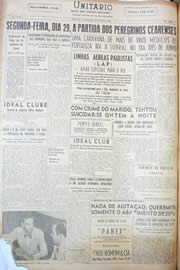 Página do jornal Unitário de maio de 1950