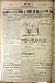Página do jornal Unitário de agosto de 1950
