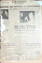 Página do jornal Unitário de outubro de 1950