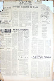 Página do jornal Unitário de novembro de 1950