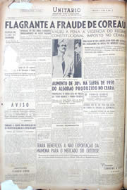 Página do jornal Unitário de dezembro de 1950