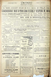 Página do jornal Unitário de dezembro de 1950