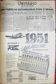 Página do jornal Unitário de janeiro de 1952