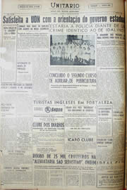 Página do jornal Unitário de janeiro de 1952