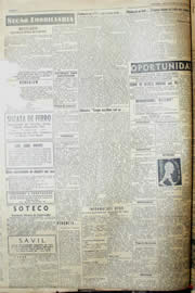 Página do jornal Unitário de janeiro de 1952