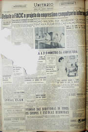 Página do jornal Unitário de janeiro de 1952