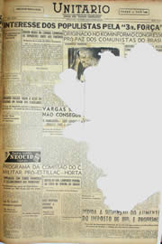 Página do jornal Unitário de janeiro de 1952