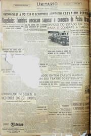 Página do jornal Unitário de fevereiro de 1952