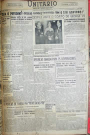 Página do jornal Unitário de fevereiro de 1952