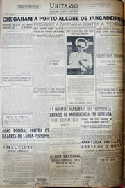 Página do jornal Unitário de fevereiro de 1952
