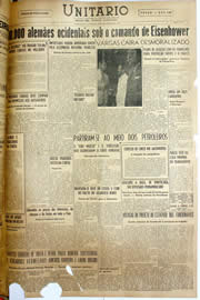 Página do jornal Unitário de fevereiro de 1952