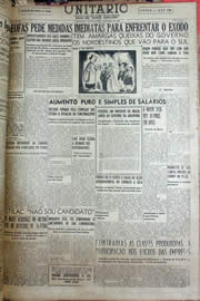 Página do jornal Unitário de março de 1952