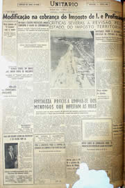 Página do jornal Unitário de março de 1952