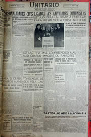 Página do jornal Unitário de março de 1952