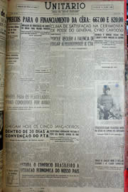 Página do jornal Unitário de março de 1952