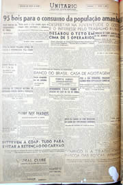 Página do jornal Unitário de maio de 1952