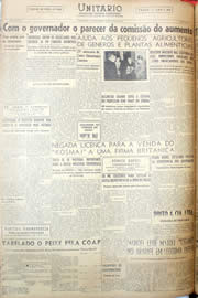 Página do jornal Unitário de maio de 1952