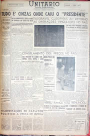 Página do jornal Unitário de maio de 1952