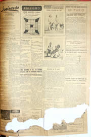 Página do jornal Unitário de maio de 1952