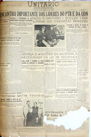 Página do jornal Unitário de maio de 1952