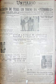 Página do jornal Unitário de junho de 1952