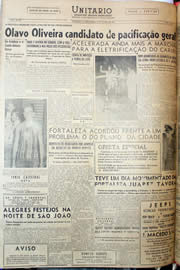 Página do jornal Unitário de junho de 1952