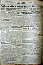 Página do jornal Unitário de julho de 1952