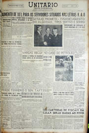 Página do jornal Unitário de julho de 1952