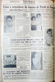 Página do jornal Unitário de julho de 1952