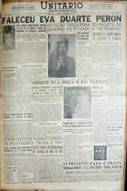 Página do jornal Unitário de julho de 1952
