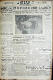 Página do jornal Unitário de agosto de 1952