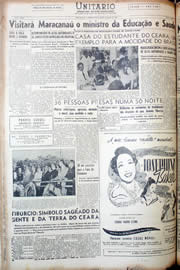 Página do jornal Unitário de agosto de 1952