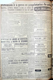 Página do jornal Unitário de agosto de 1952